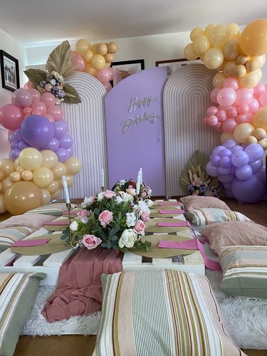 Customer photo review of Pink Ripple Walls Prints Arched Wall Cover