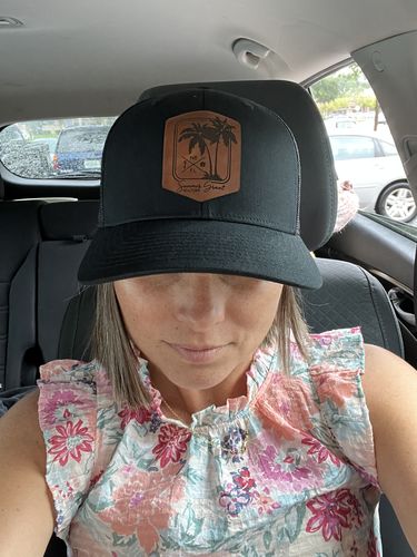 Customer photo review of Custom Leather Patch Trucker Hat - Richardson 112