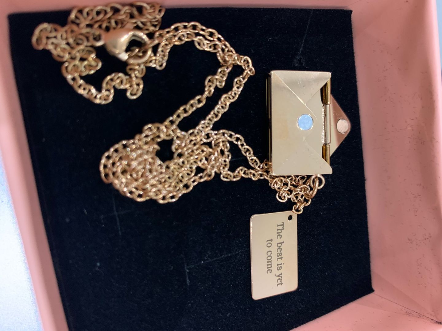 Customer photo review of Personalized Envelope Necklace