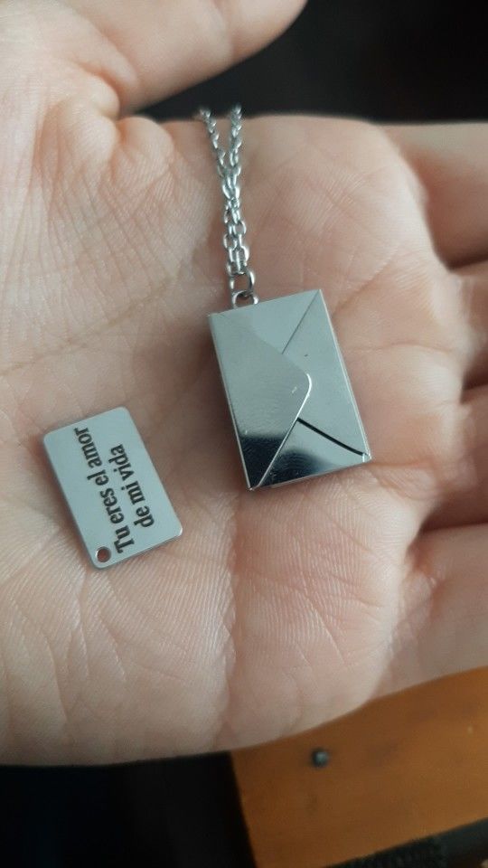 Customer photo review of Personalized Envelope Necklace