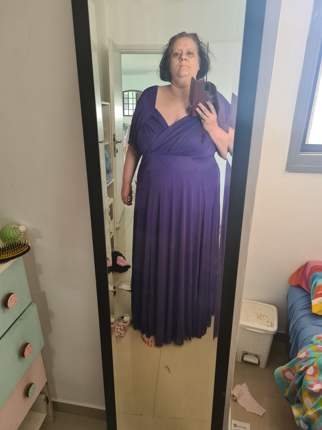 Customer photo review of Kemi Purple Bolero Wrap Bodice Maxi Gown