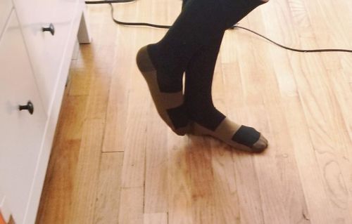 Customer photo review of Antifungal copper compression socks with moisture-wicking antimicrobial fibers