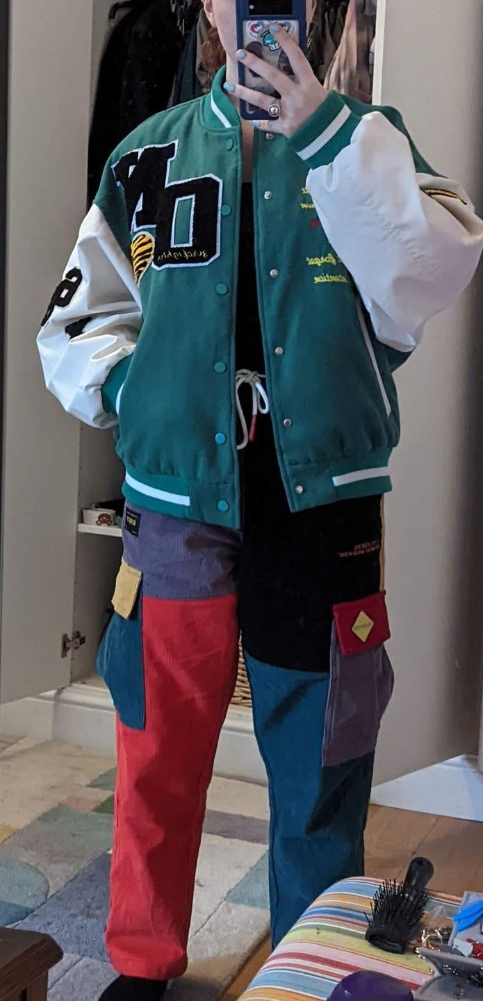 Customer photo review of Aelfric Eden "Back to 90's" Patchwork Color Block Corduroy Pants