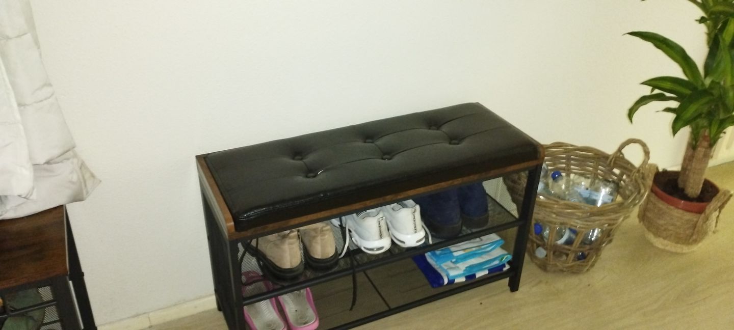 Customer photo review of Schoenenrek industrieel met bank | Houtlook en Staal | 80x30x48cm