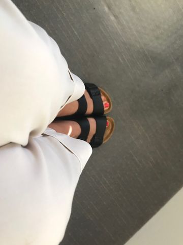 Customer photo review of Marbella Vegan Leather Slip On Cork Sandal - Black