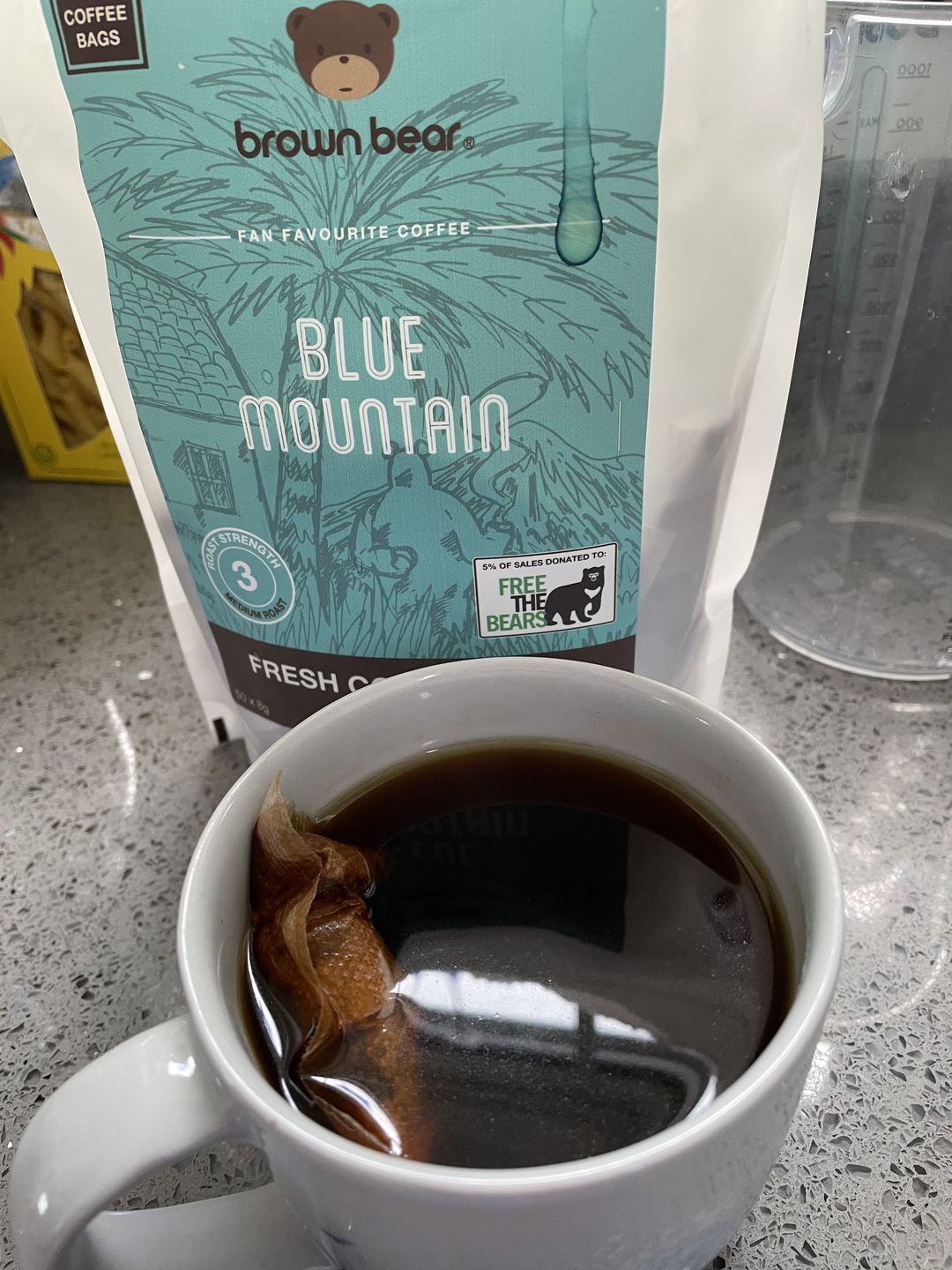 Customer photo review of Blue Mountain Coffee Bags, Strength 3, Medium Roast