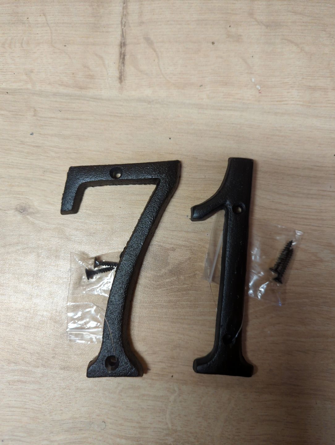 Customer photo review of 6" Cast Iron House Numbers · Black  ·
