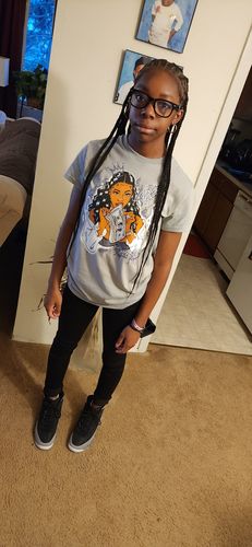 Customer photo review of Jordan 11 Cool Grey DopeSkill Grey T-shirt I'm Loving It Graphic
