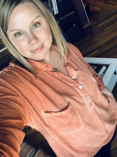 Customer photo review of Oversized Boyfriend Shirt (Light Rust)