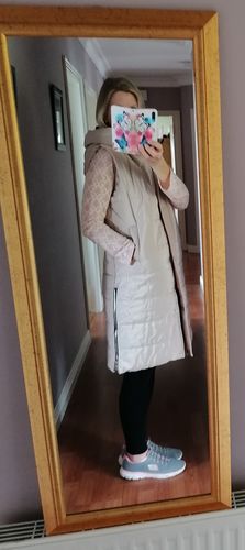 Customer photo review of Skylar Beige Longline Puffer Gilet