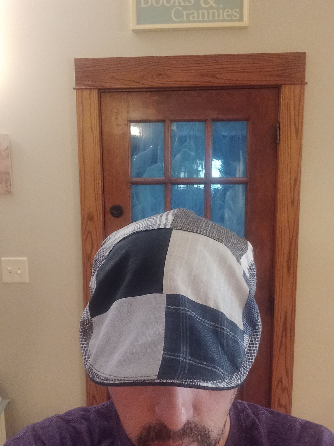 Customer photo review of Donegal Touring Cap Patchwork Grey/Blue Linen