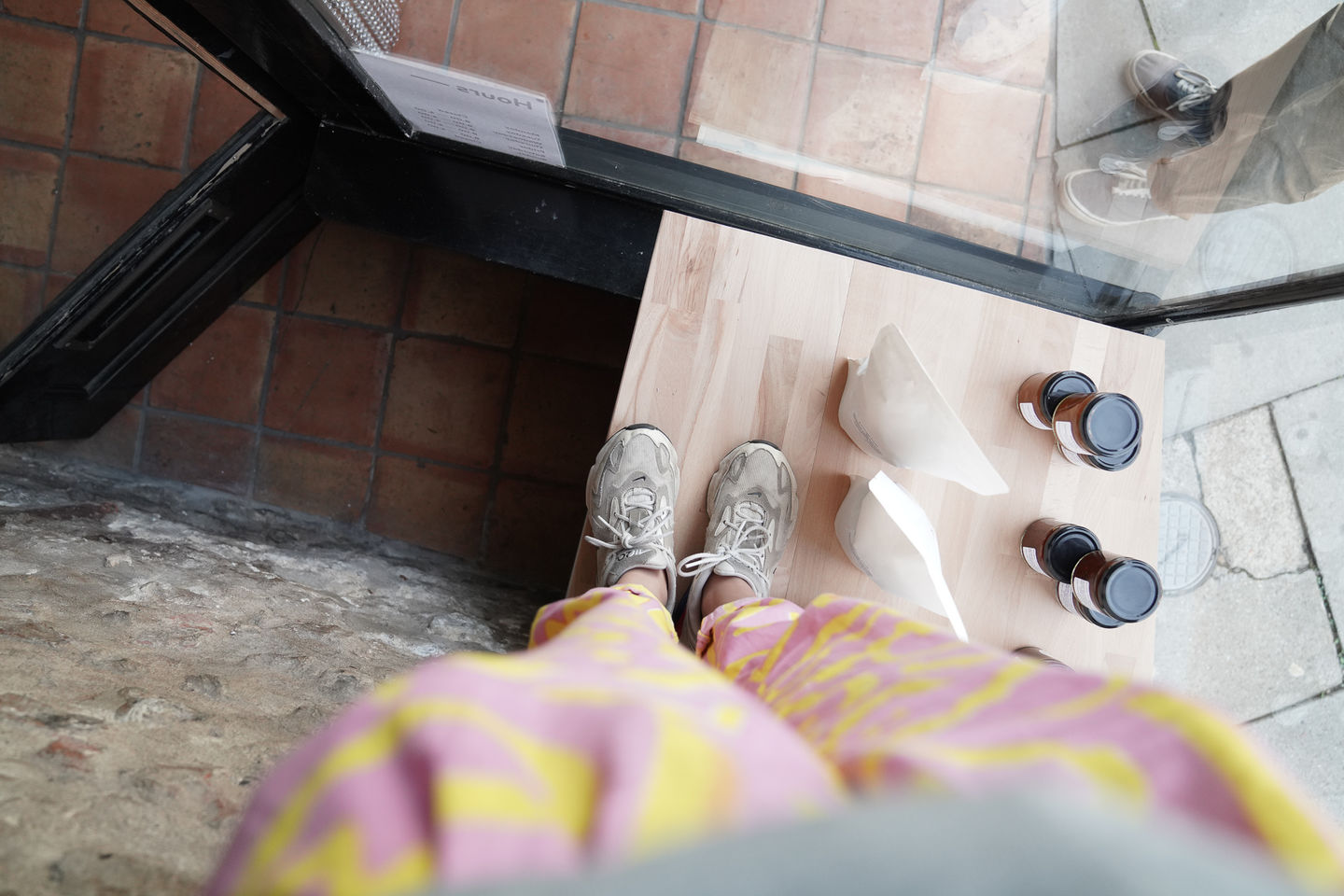Customer photo review of Pink Scribble Holiday Trousers