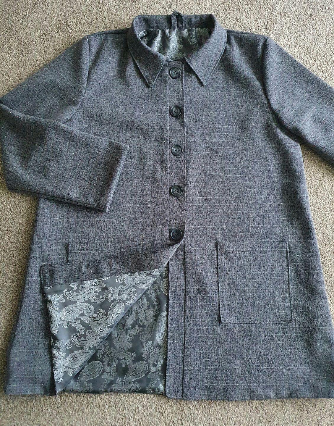 Customer photo review of Grey Herringbone Suiting Fabric