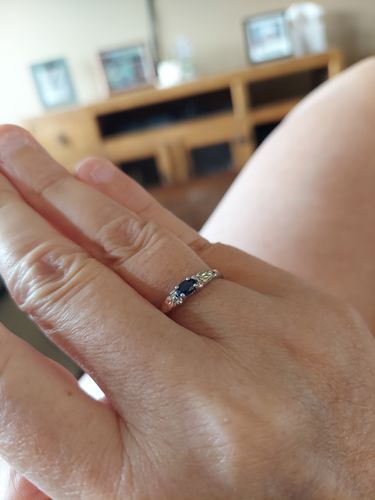 Customer photo review of Sterling Silver Black Hills Gold Bright Genuine Sapphire Ring