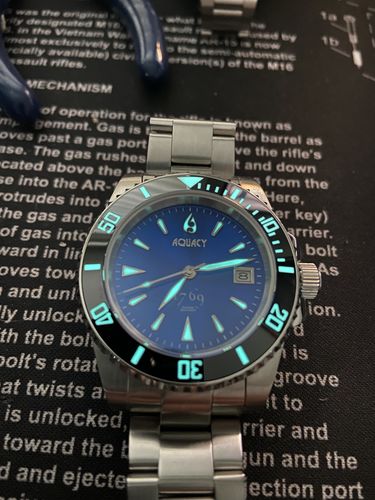 Customer photo review of Aquacy 1769 Hei Matau Men's Automatic 300M Blue Diver Watch 1769.BL.B.S