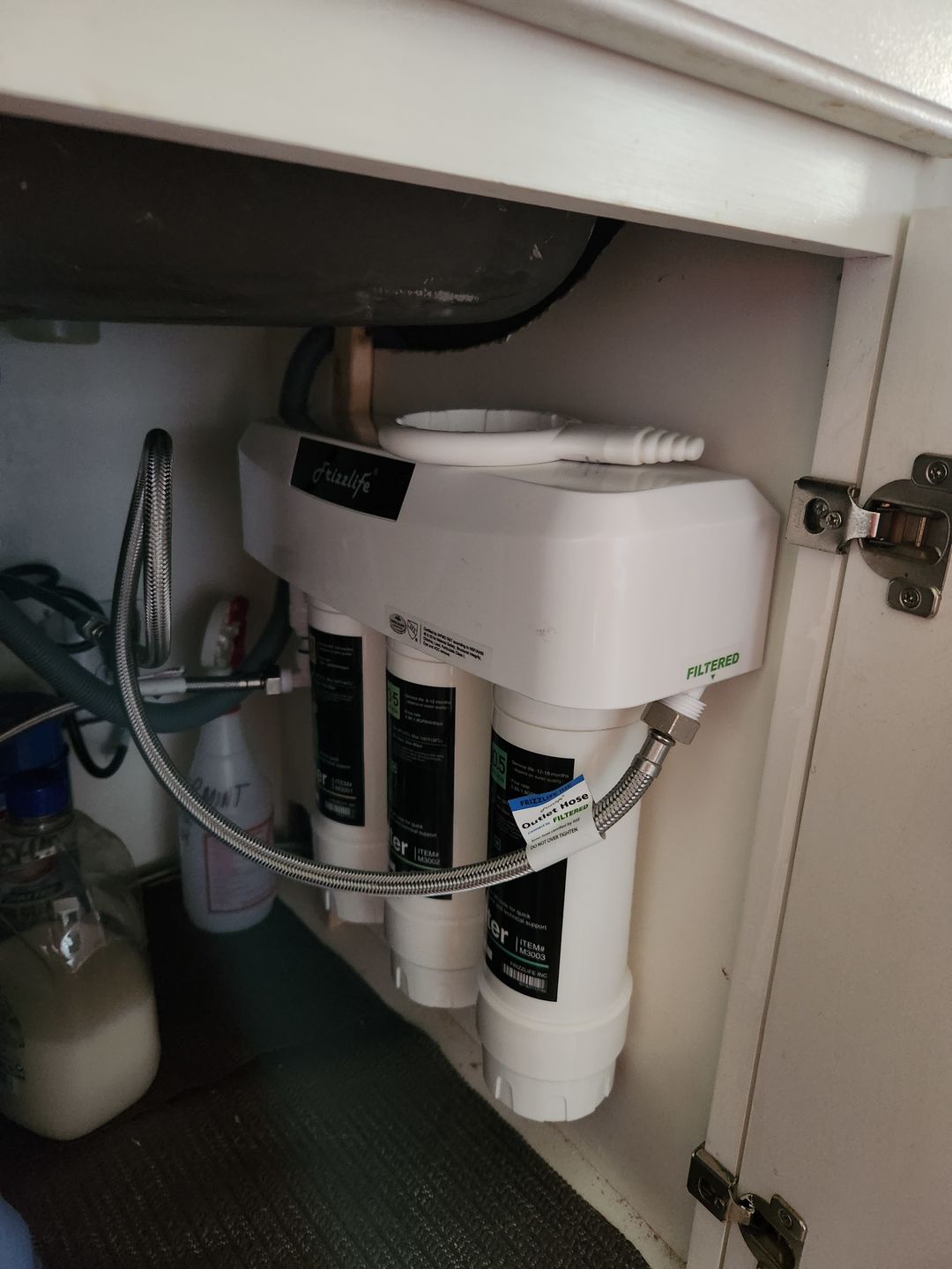 Customer photo review of Frizzlife 3-Stage Under Sink Water Filter System SK99-NEW, Direct Connect