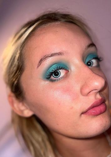 Customer photo review of Oyster Nebula Blue Colored Contact Lenses
