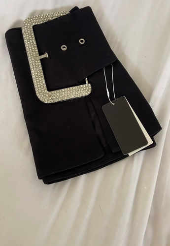 Customer photo review of Rhinestone Buckle Mini Skirt