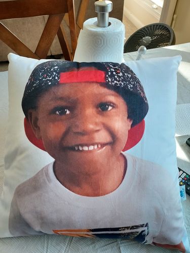 Customer photo review of Create A Custom Face Pillow