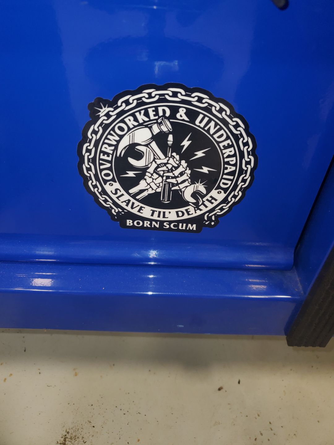 Customer photo review of OVERWORKED STICKER