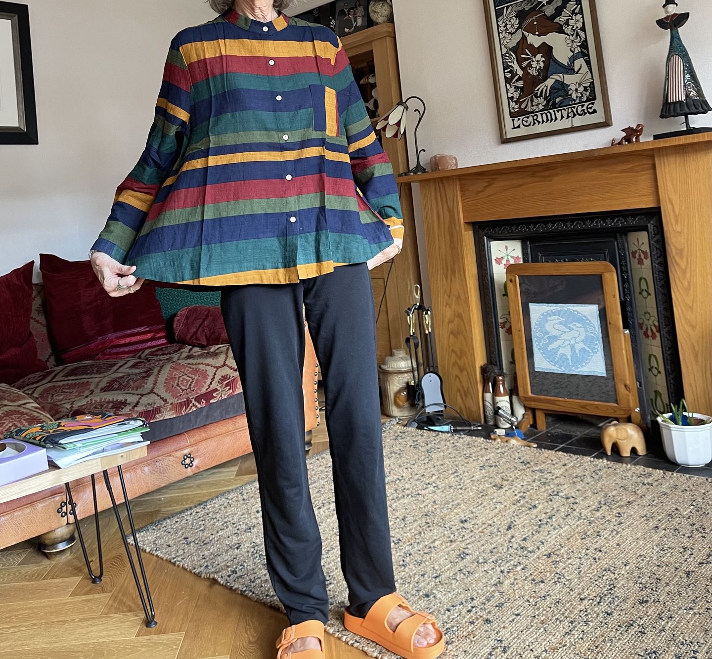 Customer photo review of Plus Size - Vintage Striped Long Sleeve 100%Cotton Shirt