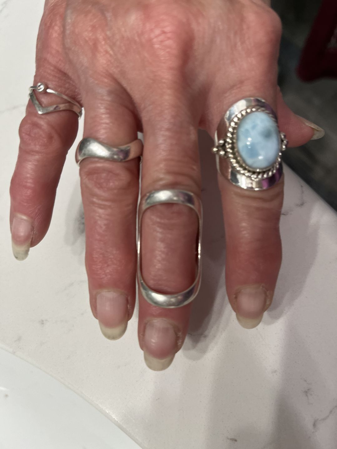Customer photo review of Larimar Sterling Silver Boho Ring for Women