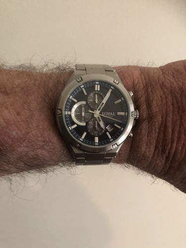 Customer photo review of Loyal Men's Adventurer Stainless Steel Quartz Chronograph Sport Watch Blue Dial