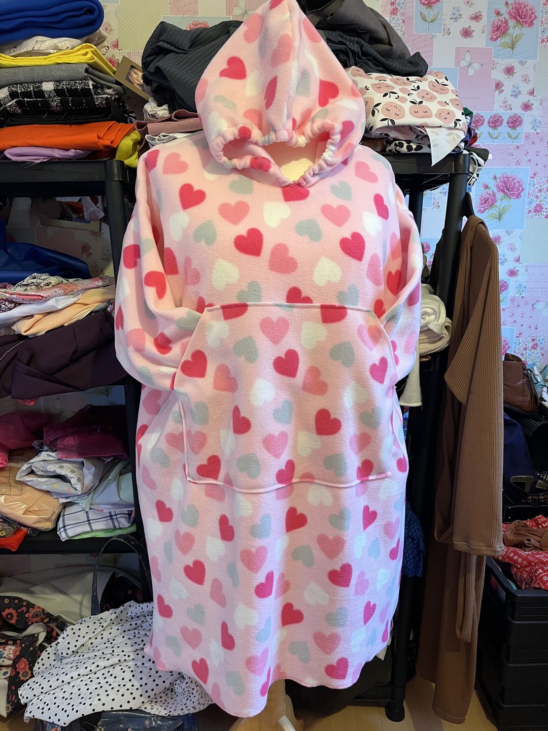Customer photo review of Hearts on Baby Pink Anti Pill Polar Fleece Fabric