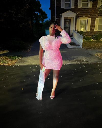 Customer photo review of Sequined Party Cut Out Mini Dress