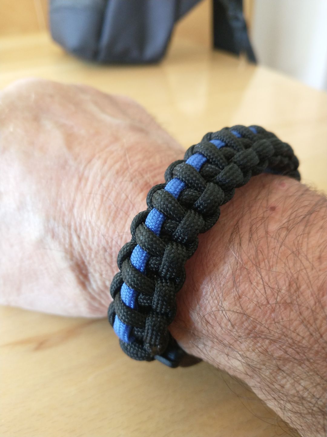 Customer photo review of Thin Blue Line Paracord Armband