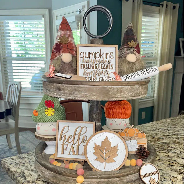 Customer photo review of Classic Autumn Themed Tiered Tray Decor Bundle
