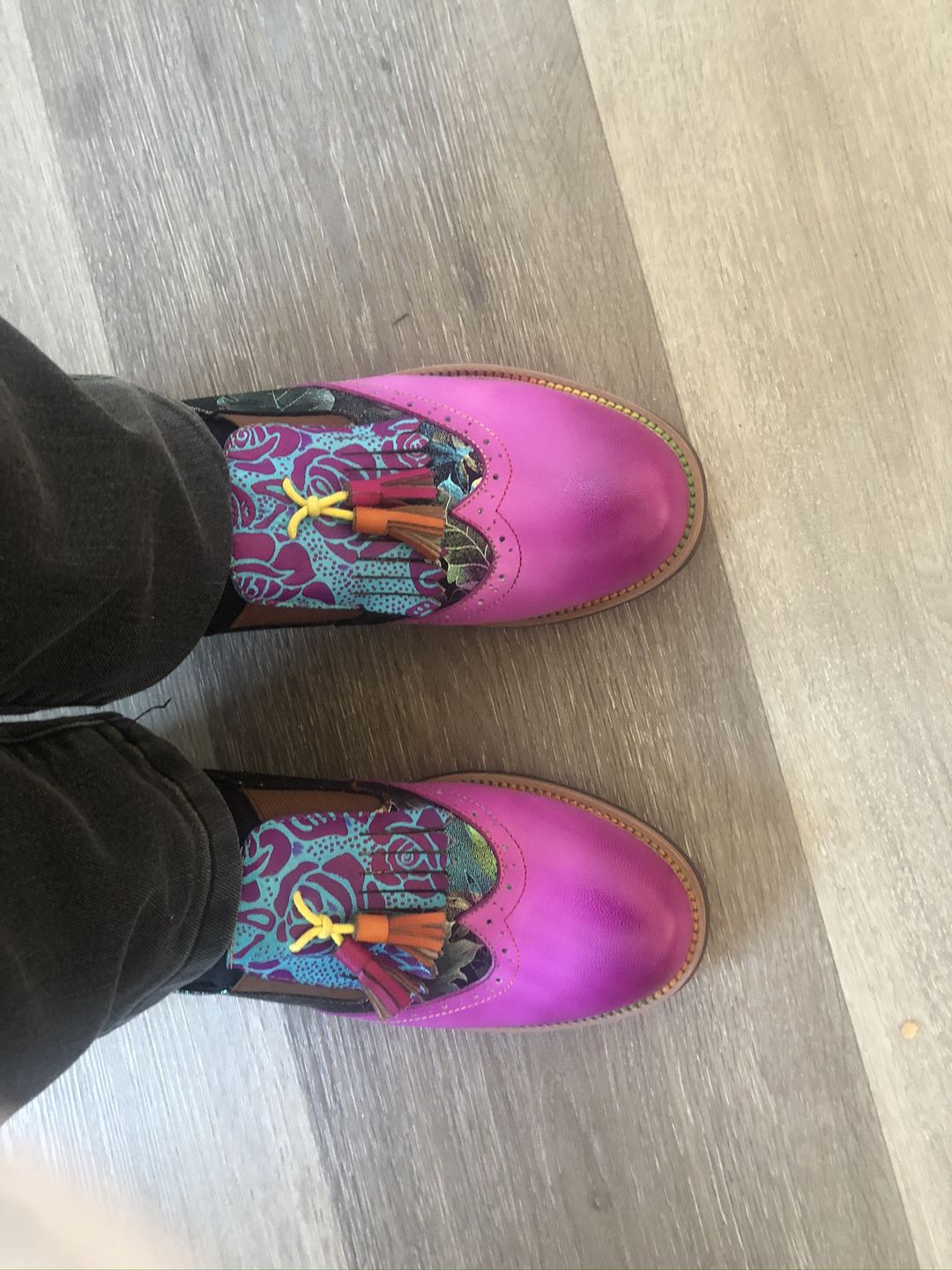 Customer photo review of Bohemian Painted  Brogue Genuine Leather Shoes
