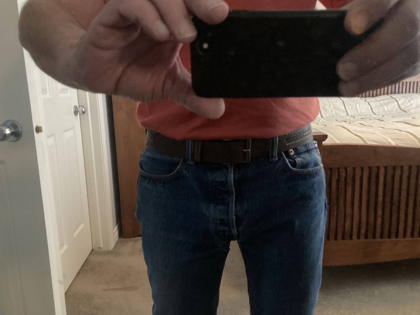 Customer photo review of Brown Arrow Patterned 100% Real Distressed Leather Belt
