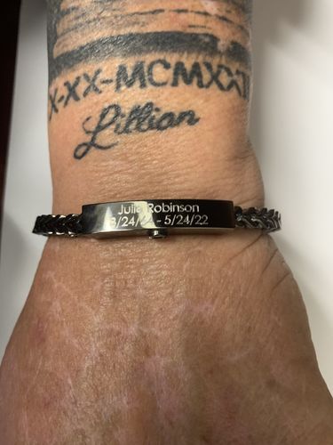 Customer photo review of 6mm Franco Link Engravable ID Urn Bracelet