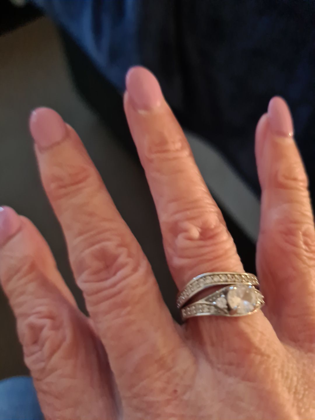 Customer photo review of Classic Round Cut Pave Sterling Silver Ring Set