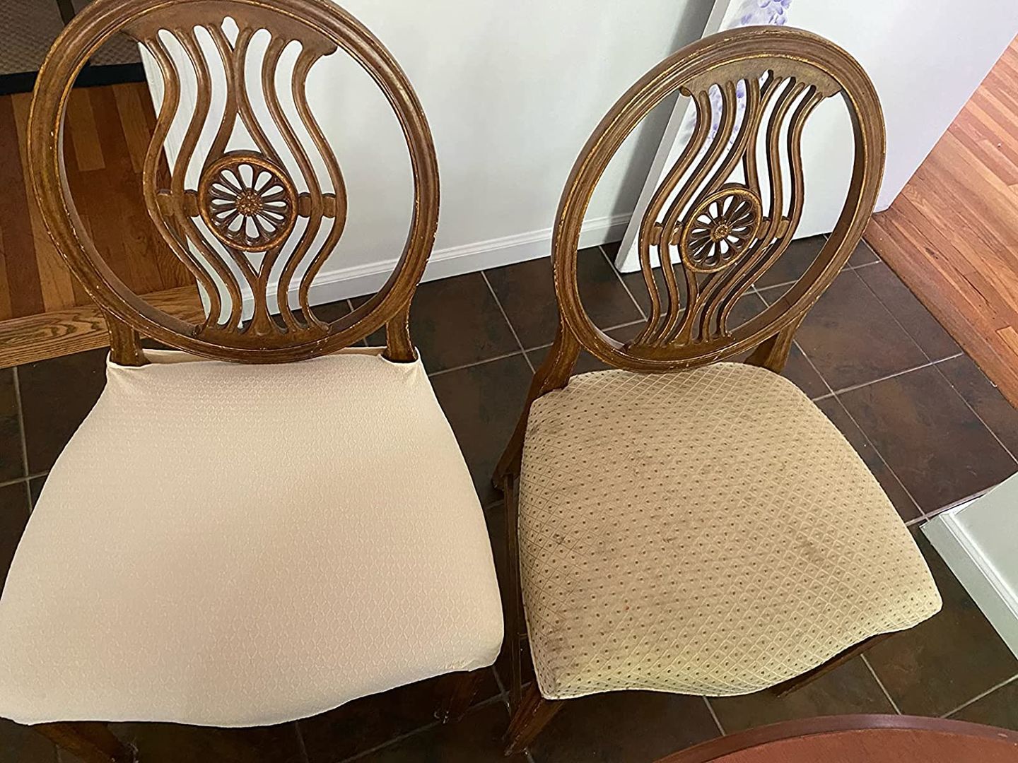 Customer photo review of Solid Color Stretchable Dining Chair Seat Cover