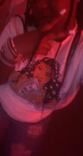 Customer photo review of Jordan 11 Low Pure Violet DopeSkill T-Shirt I'm Loving It Graphic