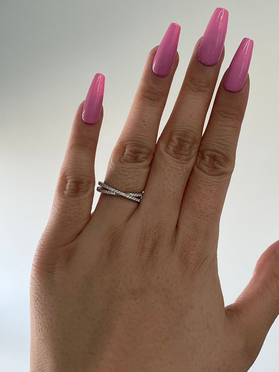 Customer photo review of Louily  X Criss Cross Wedding Band For Women In Sterling Silver