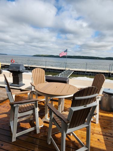 Customer photo review of DuraWeather Poly&reg; 5-Piece 46"rd Lakeside Adirondack Counter Height Set