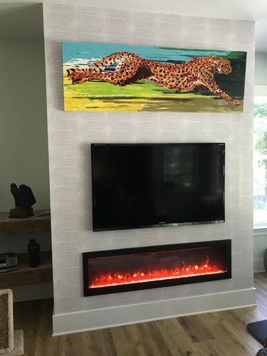 Customer photo review of Amantii Symmetry 60'' Recessed Linear Indoor/Outdoor Electric Fireplace