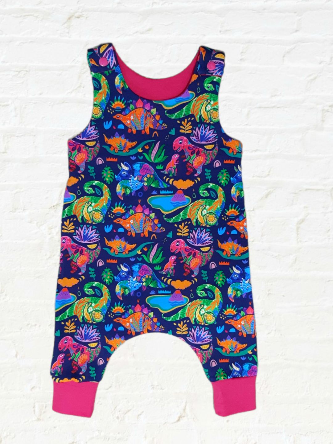 Customer photo review of Multicoloured Dinosaurs on Navy French Terry Fabric