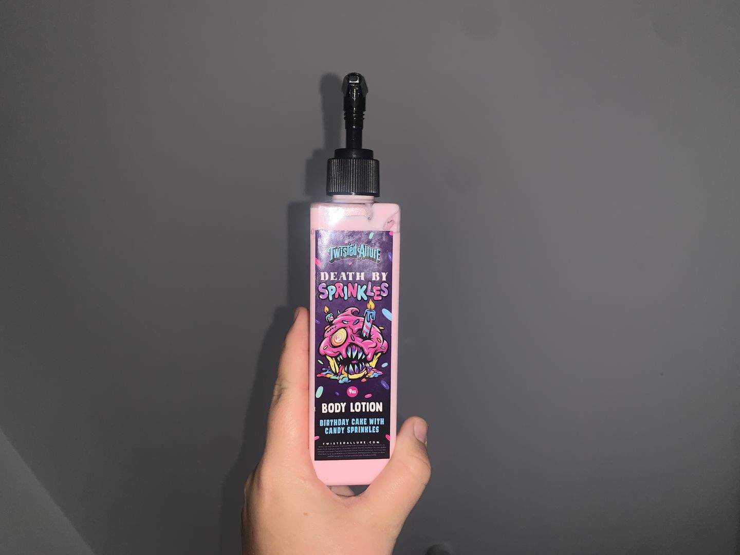 Customer photo review of Death by Sprinkles Body Lotion