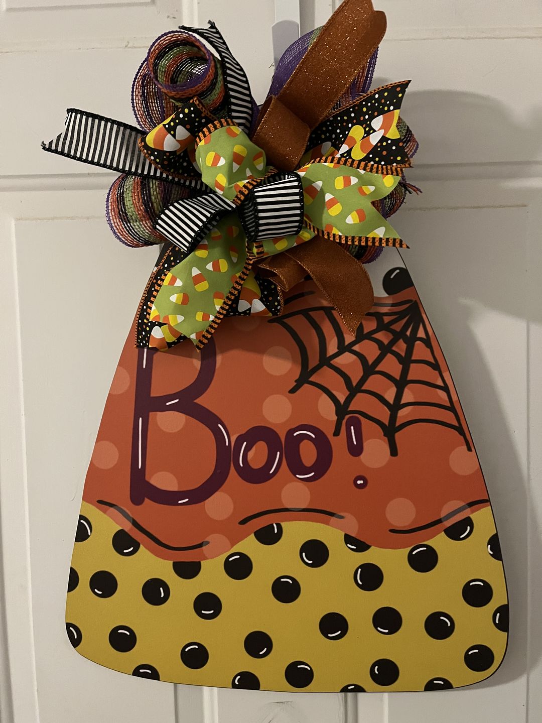 Customer photo review of Candy Corn with Boo, wood sign, DECOE-W-004