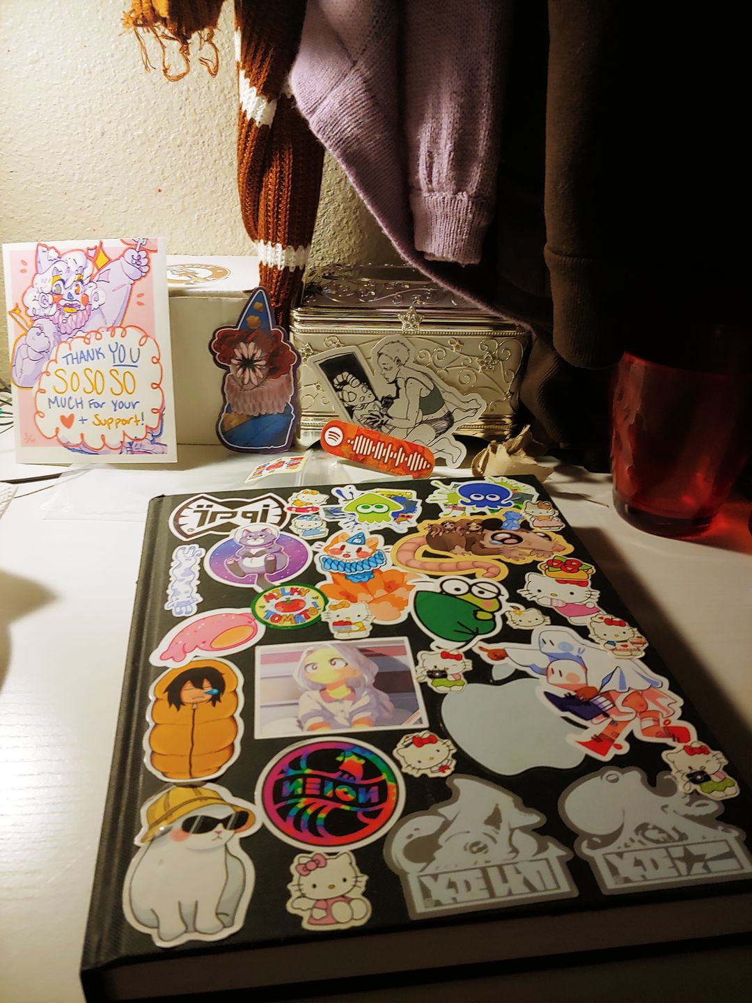 Customer photo review of Sad Party Opossum Stickers!