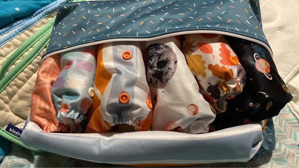 Customer photo review of Patterned Water Resistant Diaper Pod Travel Cube