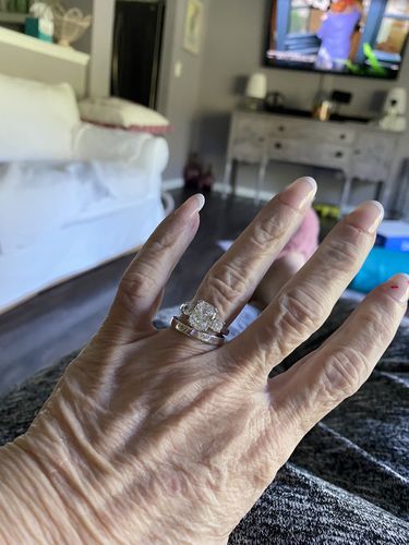 Customer photo review of 3-Stone 2.6ct Cushion CZ Ring in Sterling Silver