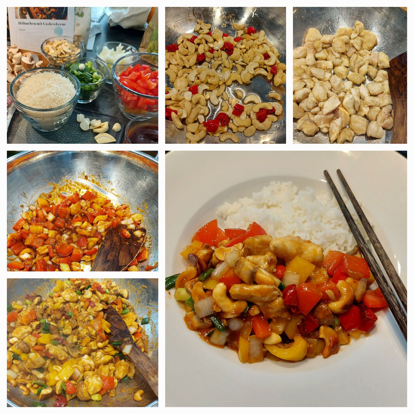 Customer photo review of Hähnchen mit Cashewkernen Kochbox in Bambuskorb mit weiteren 9 Gerichten