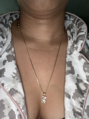 Customer photo review of *NEW* 14k Teddy Bear Pendant 🧸  W/ Hollow Cuban Chain Included JTJ™