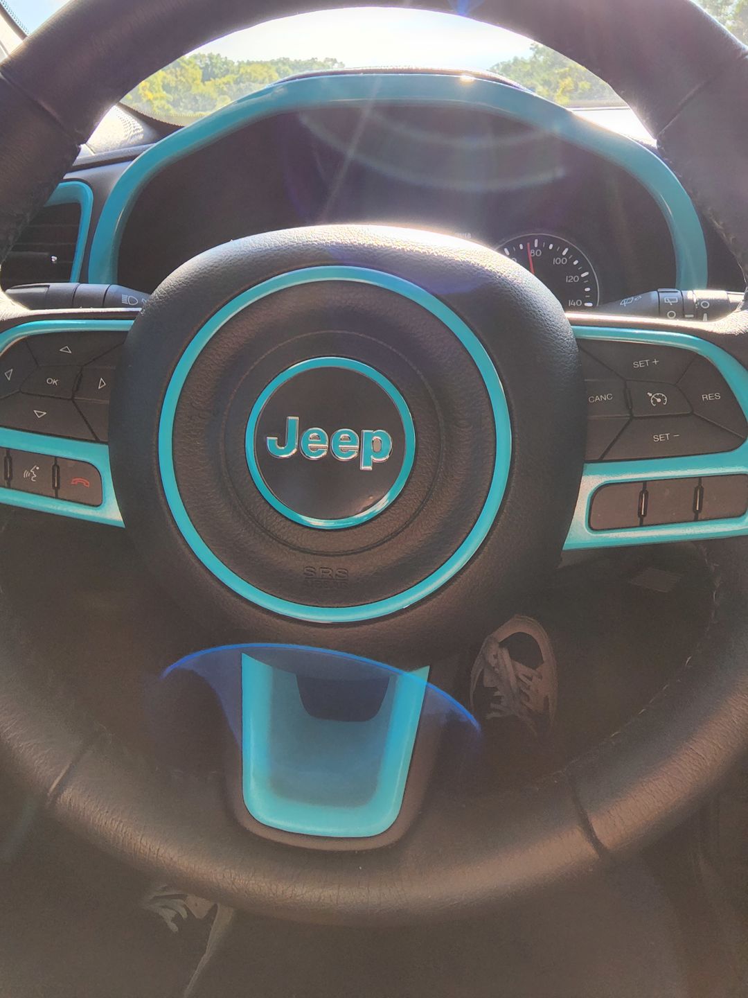 Customer photo review of Center Ring Steering Wheel Vinyl Overlay Cover for Jeep | Fits Jeep Models