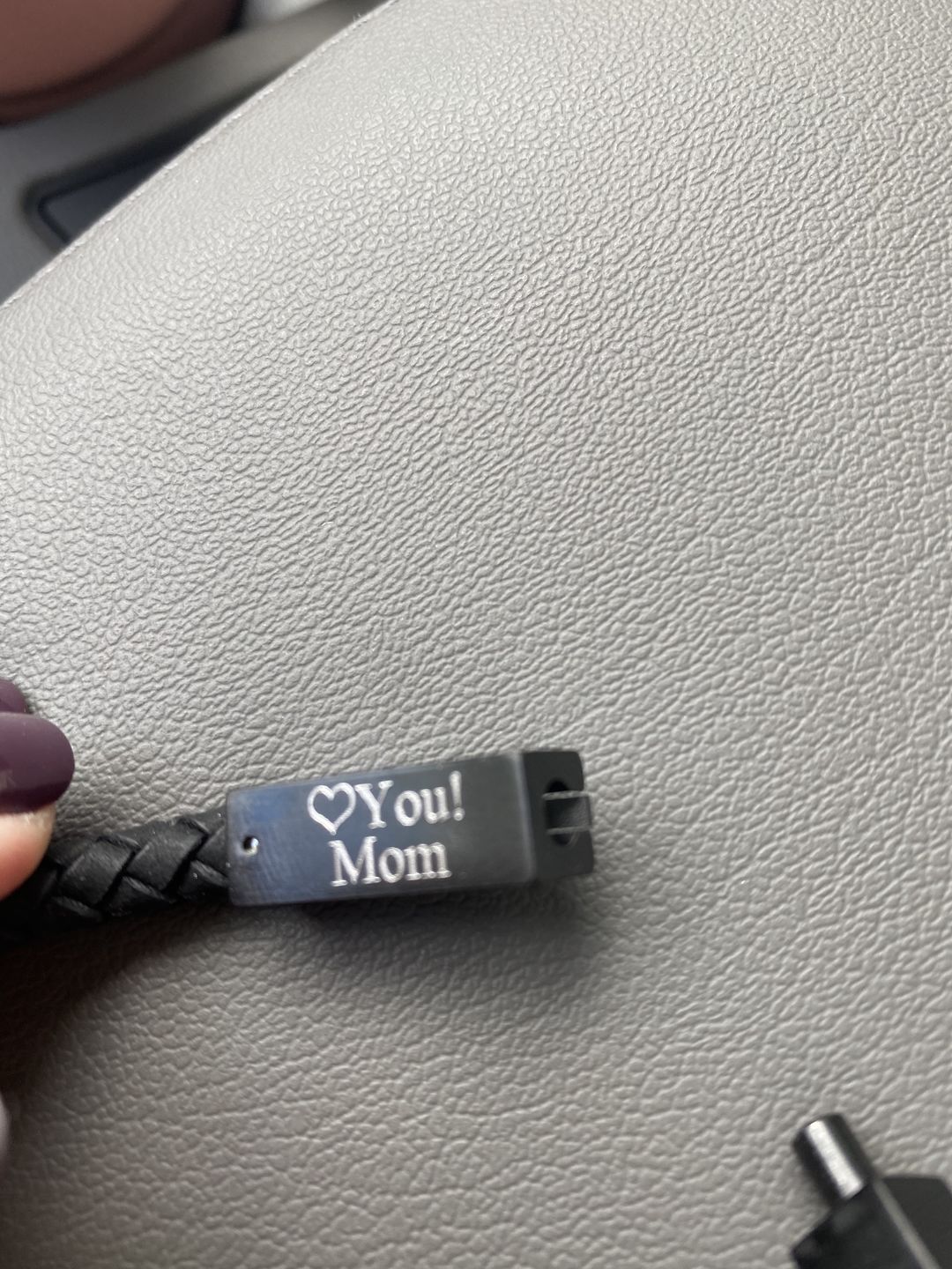 Customer photo review of 6mm Black Leather Engravable Bracelet